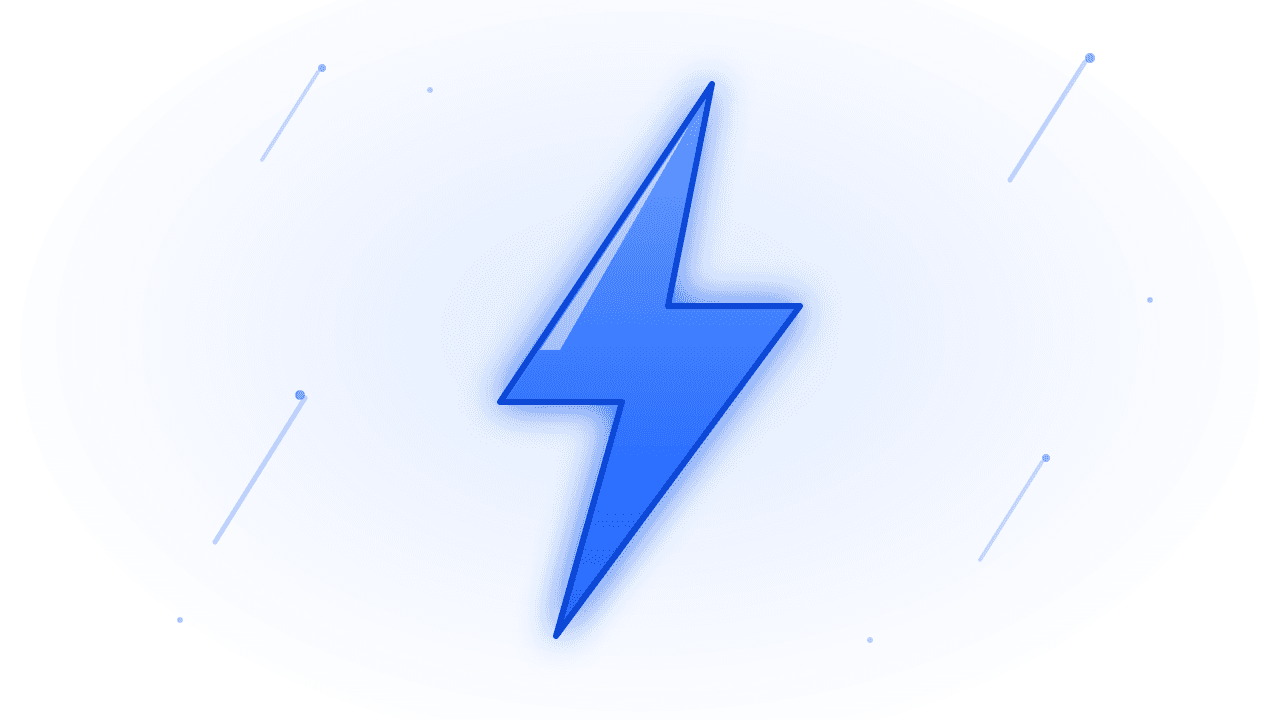 Blue lightning bolt on a white background